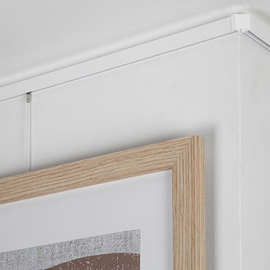 STAS minirail + installation kit offers a minimalist yet durable picture hanging solution.