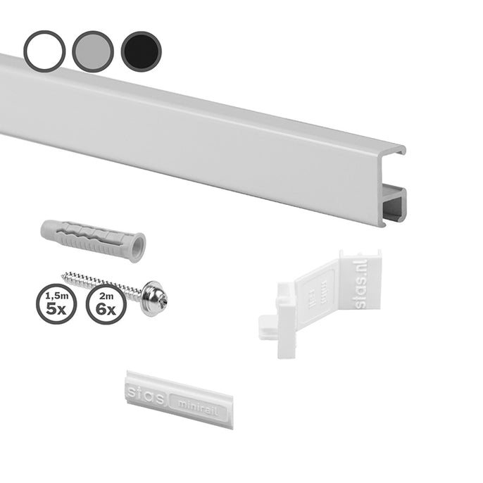 STAS Minirail - Aluminium Picture Rail for Art Display, 9x16mm