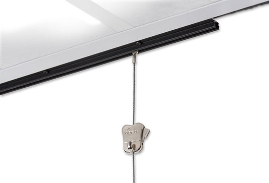 STAS u-rail + installation kit easily fits suspended ceilings for versatile displays.