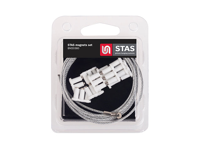 STAS white magnet set: Magnetic picture rail system for photos, memos, maps, and more.