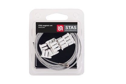 STAS white magnet set: Magnetic picture rail system for photos, memos, maps, and more.