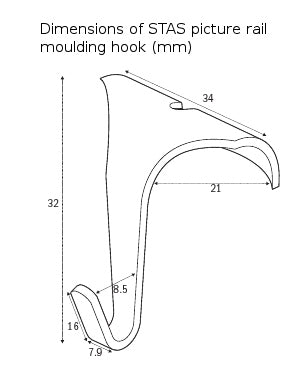 Dimensions of picture rail moulding hook