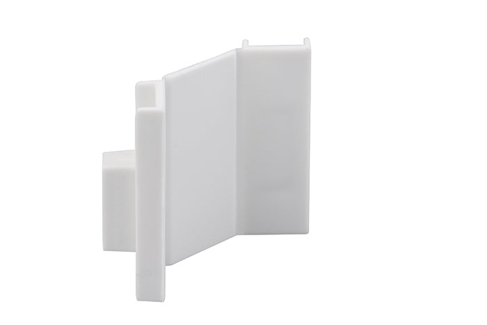 STAS cliprail max in white/alu, combicap for corner finish.