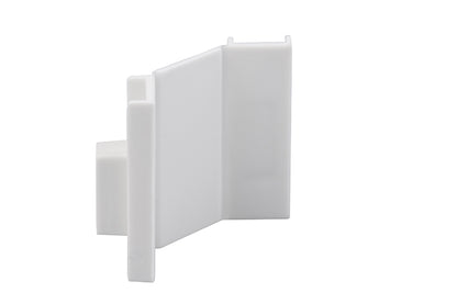 STAS cliprail max in white/alu, combicap for corner finish.
