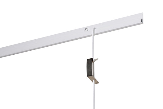 STAS j-rail + installation kit offers a 25kg/m load with adjustable hooks for gallery setups.