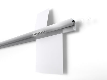 STAS paperrail uses glass marbles to hold paper firmly.
