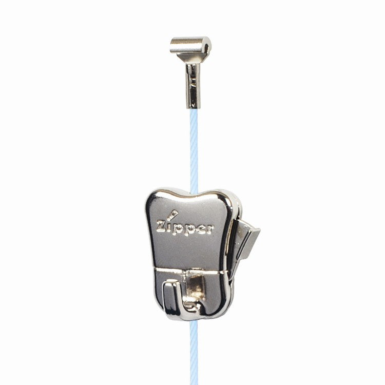 STAS zipper on white steel cable
